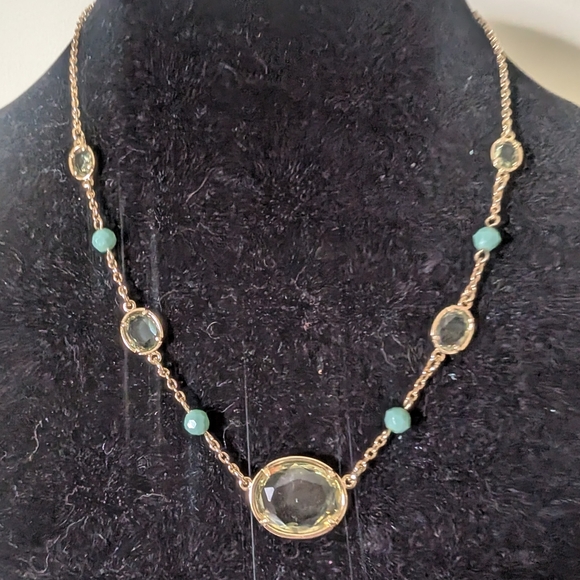 Vintage Carolee Gold and Green Necklace - Picture 4 of 12